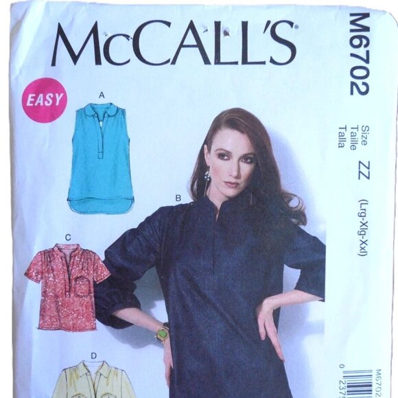 McCall's Pattern M6702 Pullover Tops Misses' Plus sz 16-26 (Lg-XXlg) - Picture 3 of 3